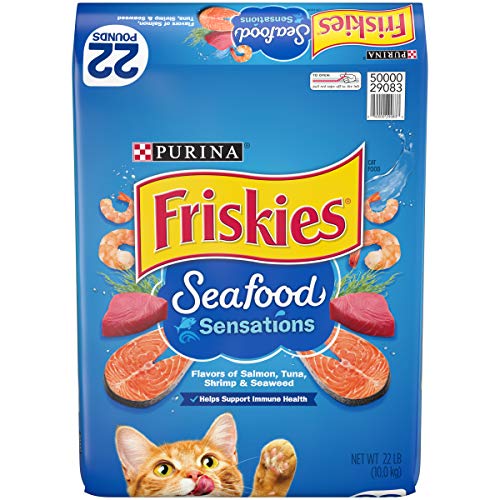 Purina Friskies Dry Cat Food Seafood Sensations With Salmon, Tuna, and Shrimp Flavors - 22 lb. Bag