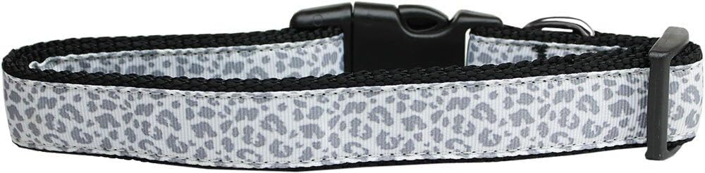 Pet Dog & Cat Nylon Collar or Leash, &quot;Silver Leopard&quot; SM Collar