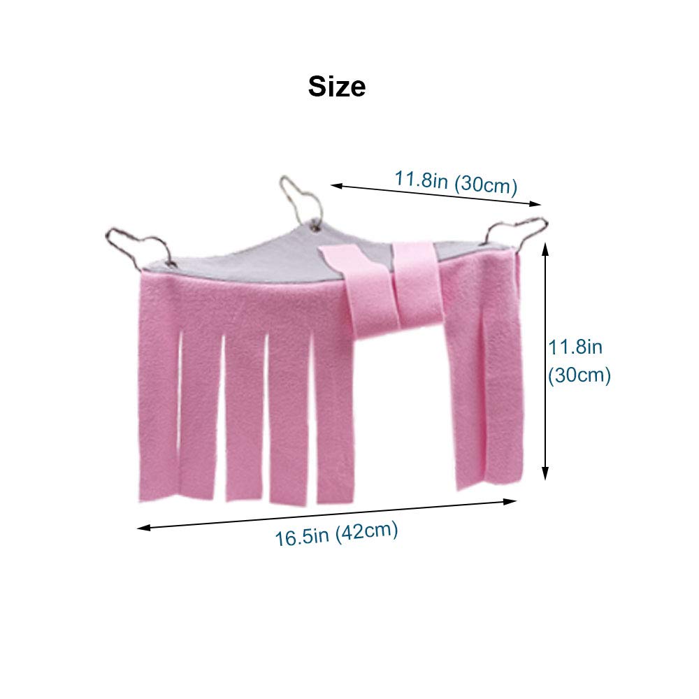 Rioussi Guinea Pig Hideout Hideaway Corner Fleece Toys Cage Accessories With Reversible Sides, Heart/Gray+Pink X 1 Curtain