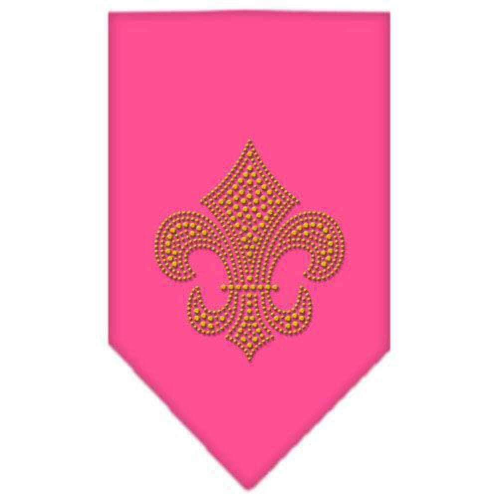 Pet and Dog Bandana Rhinestone, "GOLD Fleur De Lis" Purple Large