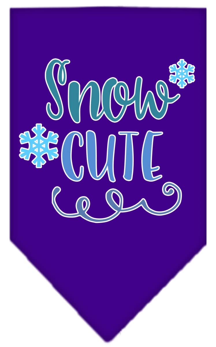Christmas Pet and Dog Bandana Screen Printed, &quot;Snow Cute&quot; Purple Small