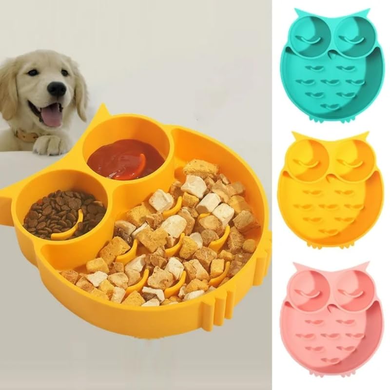 Dog Trust Owl Shape Silicone Dog Bowl NonSlip Slow Feeder Feeder For Small Medium Dogs Puppy Cat Food Dispenser Pet Supplies Pc