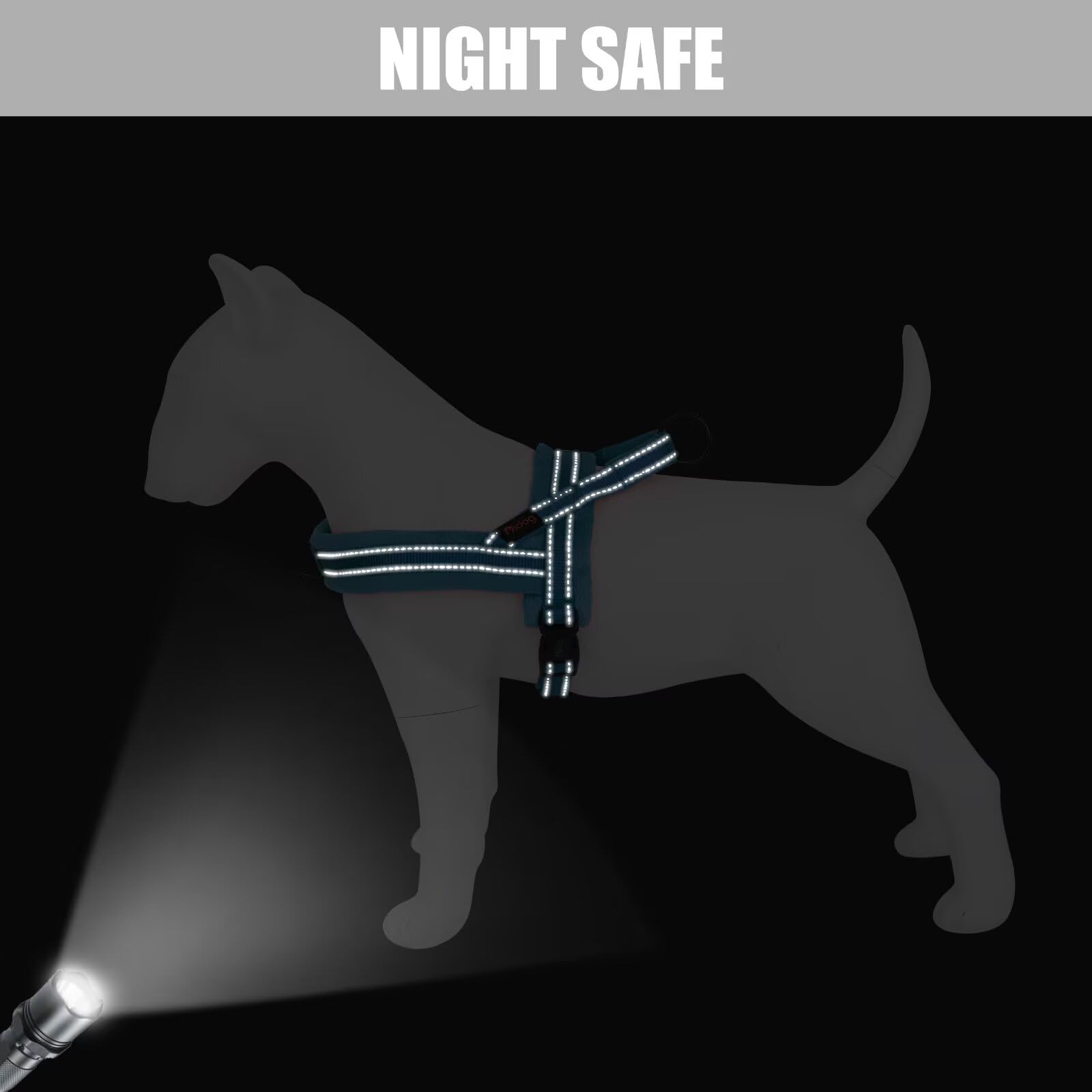 Didog Soft Flannel Padded Dog Vest Harness, Escape Proof/Quick Fit Reflective Dog Strap Harness,Easy For Training Walking,Blue L