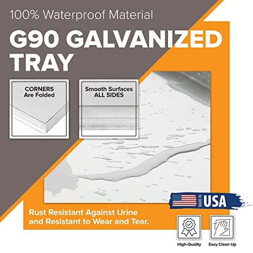 Pinnacle Systems Replacement Tray For Dog Crate - Chew-Proof And Crack-Proof Metal Pan For Dog Crates (Galvanized, 41'X27.38'X1')