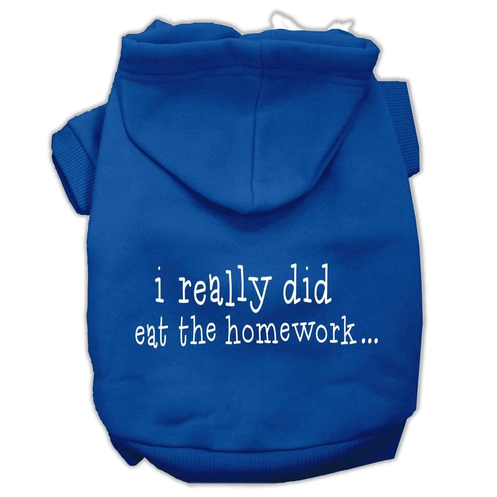 Pet Dog & Cat Hoodie Screen Printed, &quot;I Really Did Eat The Homework&quot; Brown XS (0-3 lbs.)