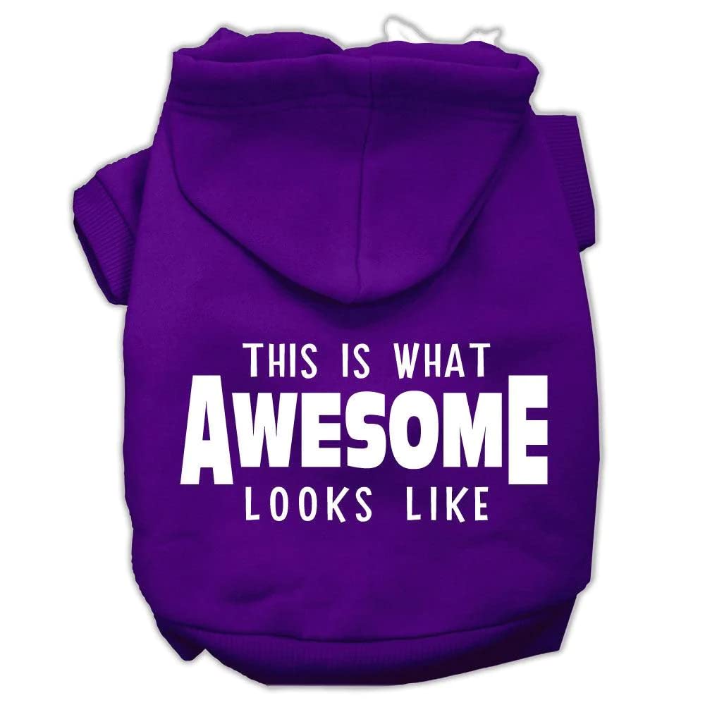 Pet Dog & Cat Hoodie Screen Printed, 'This Is What Awesome Looks Like' Purple 2Xl (20-25 Lbs.)