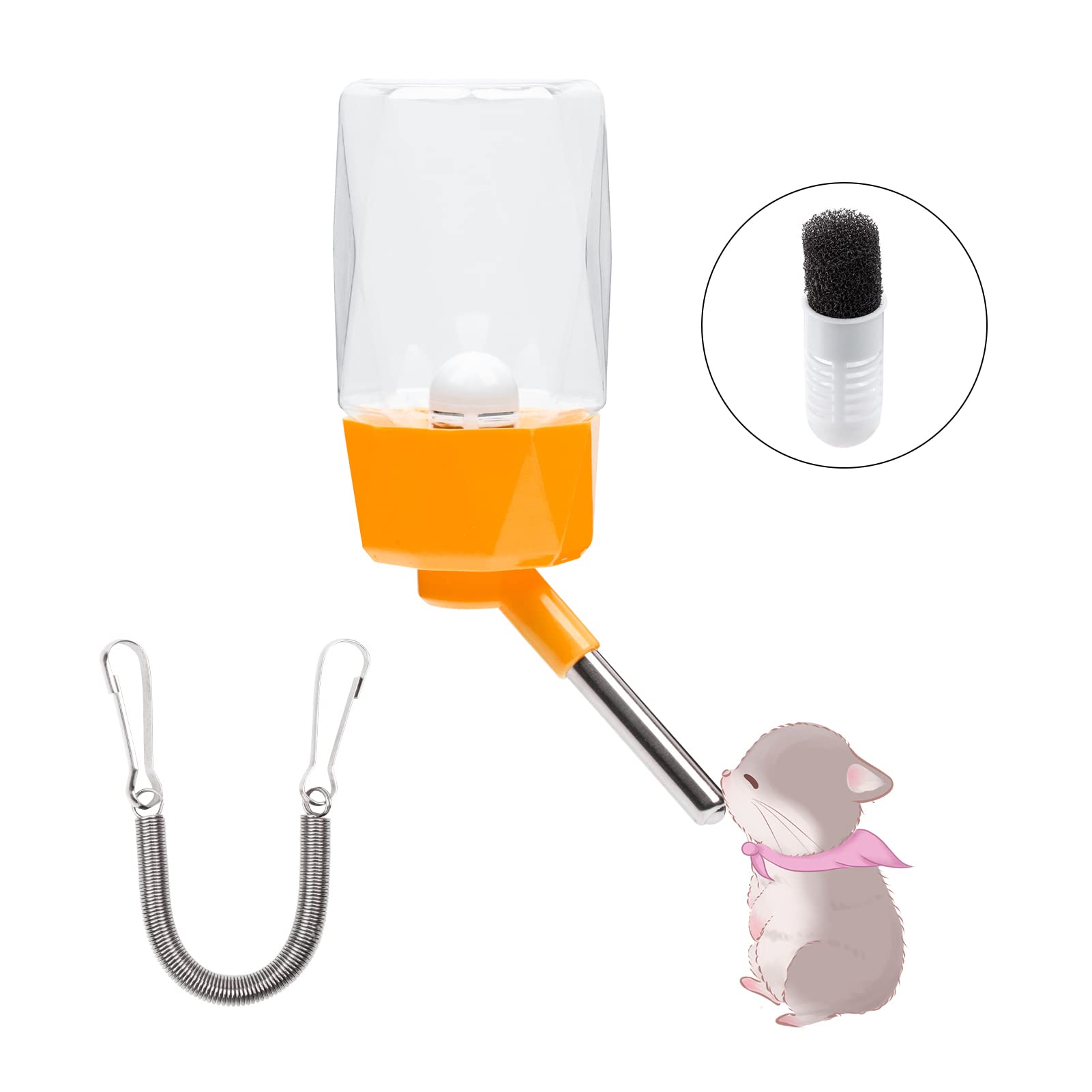 Sofyiali Guinea Pig Water Bottle, Rabbit Water Bottle No Drip, 250Ml Large Capacity With A Filter And A Spring Holder, Suitable 