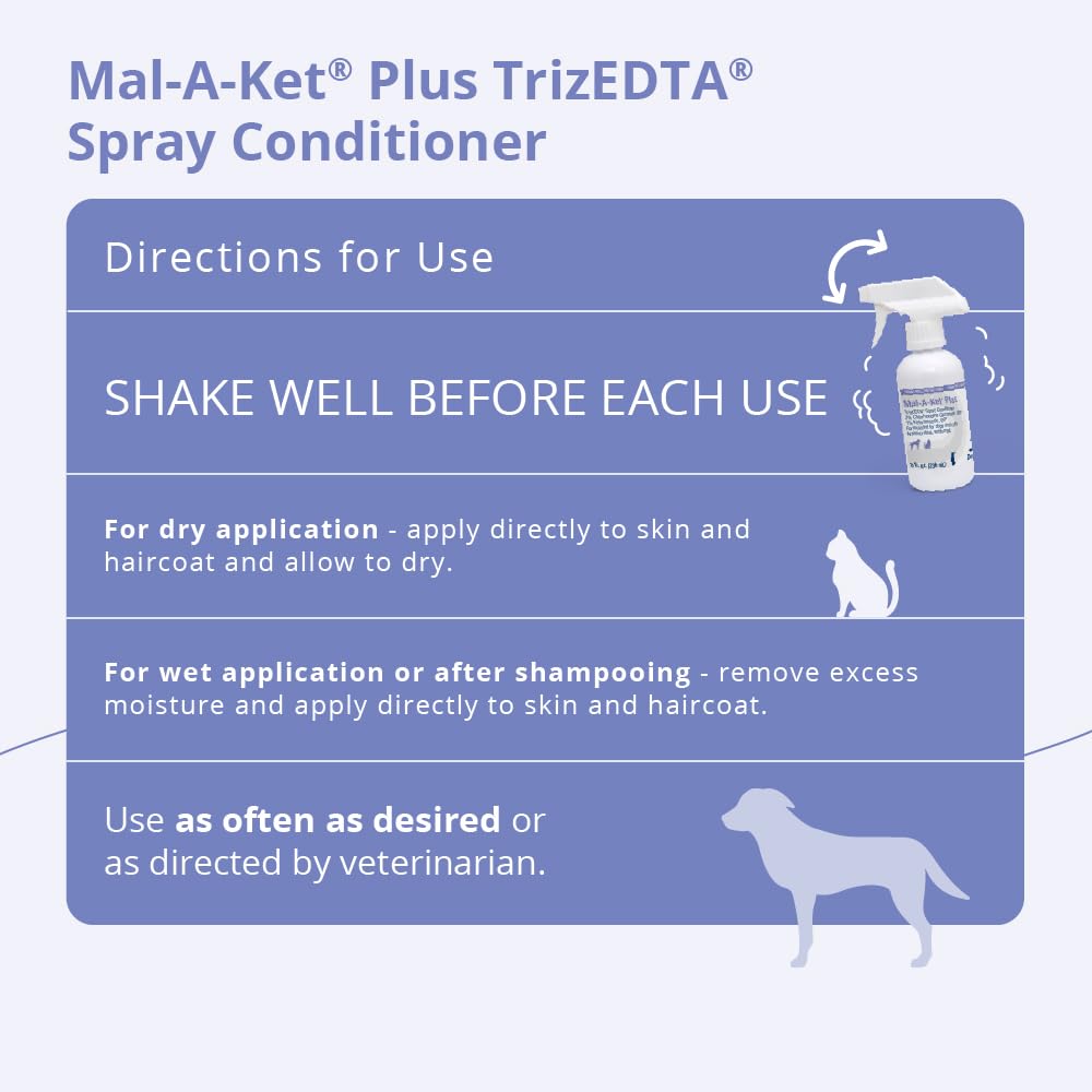 Mal-A-Ket Plus Trizedta Spray Conditioner For Dogs And Cats, 8 Oz