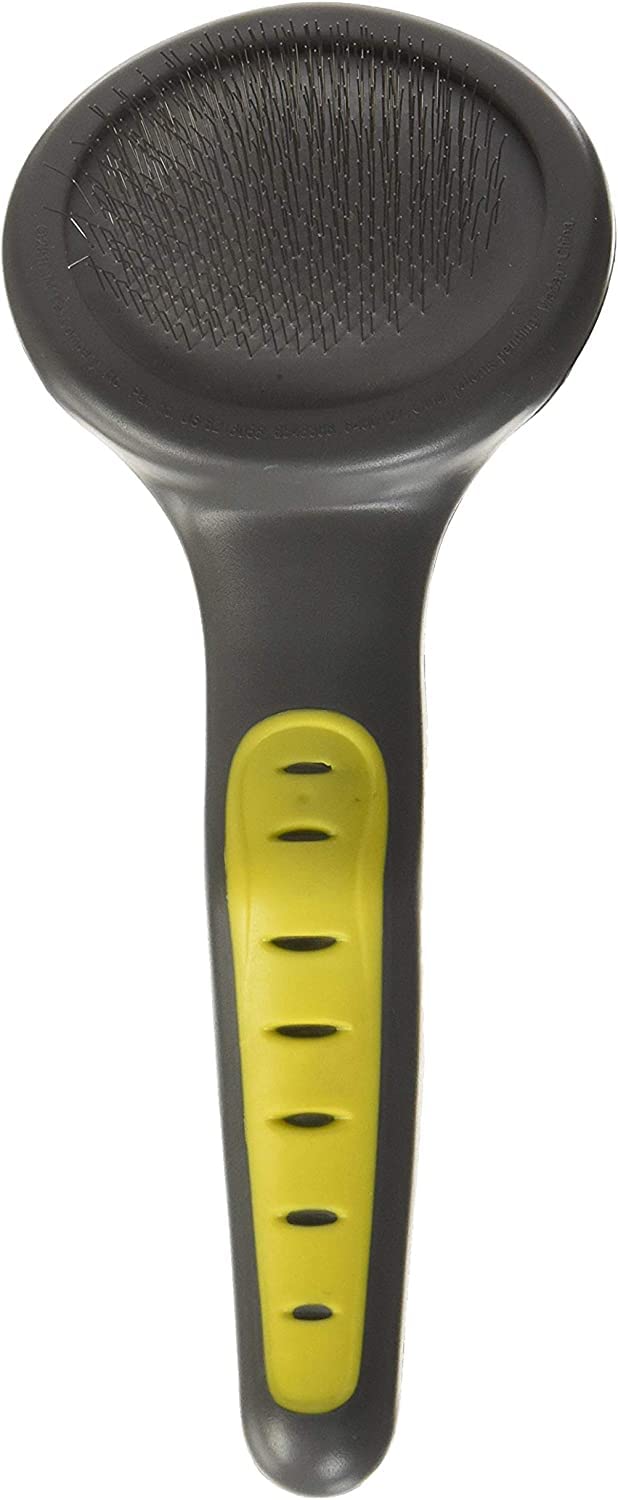 JW Pet Gripsoft Dog Soft Pin Slicker Brush with Non-Slip Rubber Grip (Angled Stainless Steel Tines) Small