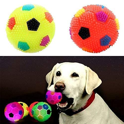 Rvpaws Dog Toy Led Ball Whistle Squeaky Squeaker Sound Ball Puppy Dog Cat Pet Chew Playing Rubber Ball Toy Multicolor (Pack Of 