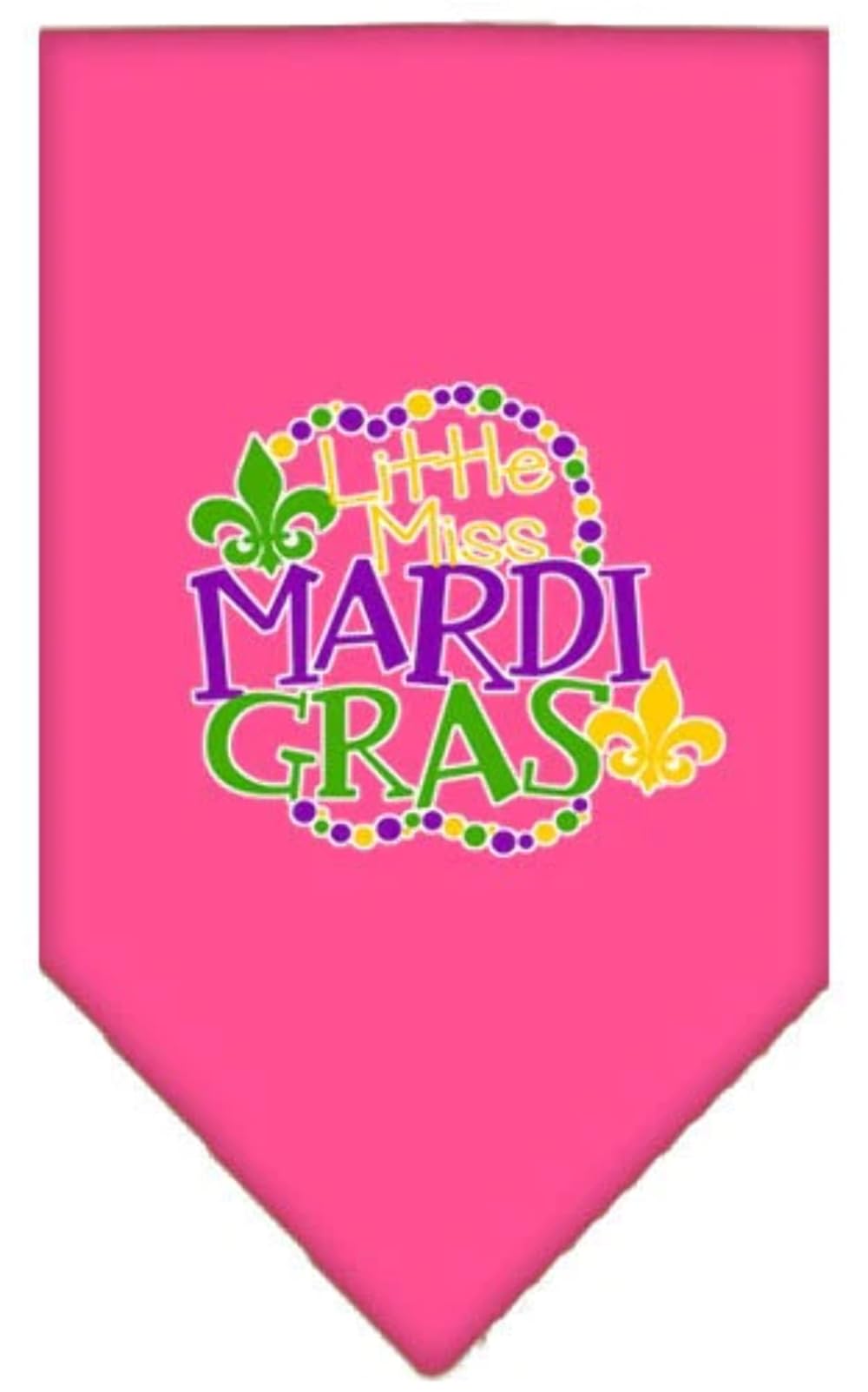 Mirage Pet Product Miss Mardi Gras Screen Print Mardi Gras Bandana White Small