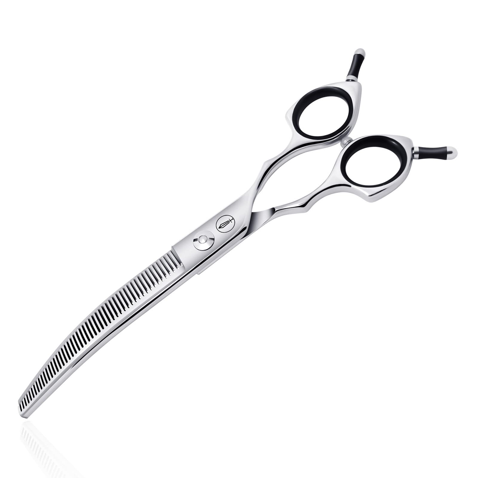 Hashimoto Curved Thinning Shears For Dogs,Curved Dog Thinning Shears For Grooming,Cat Curved Blender,50 Teeth,7.0 Inch,30% Thinn