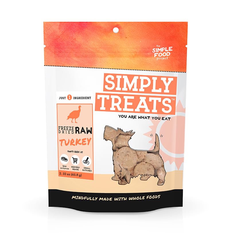 The Simple Food Project Freeze Dried Raw Dog Treats Grain Free, All Natural, with Just 1 Ingredient Turkey for Dogs Use As Train