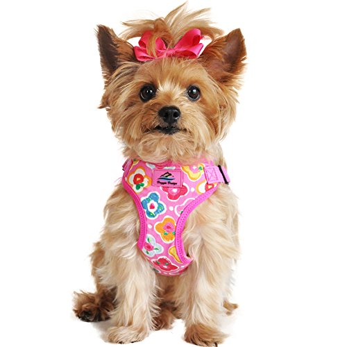 DOGGIE DESIGN Soft Lightweight Wrap and Snap Choke Free Dog Harness - Maui Pink (S)