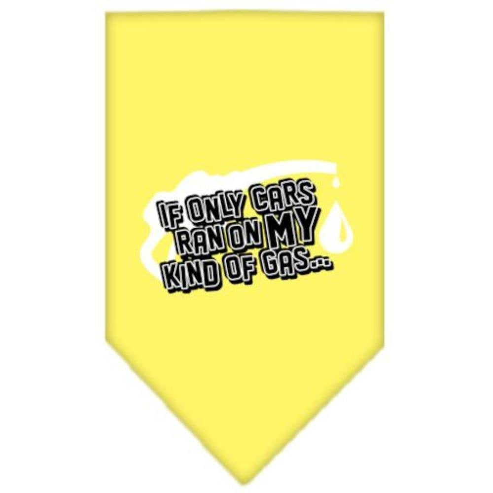 Pet and Dog Bandana Screen Printed, &quot;If Only Cars Ran On My Kind Of Gas&quot; Yellow Small