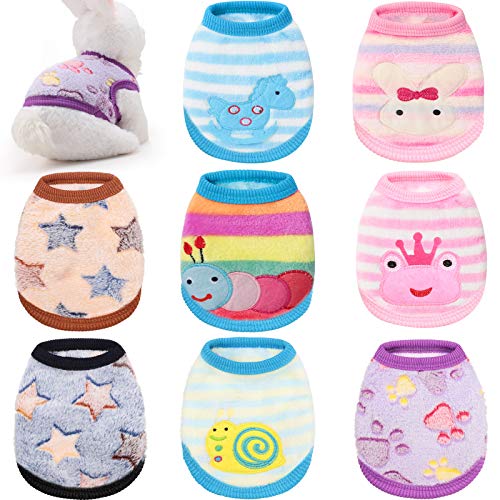8 Pcs Pet Shirts Clothes Sleeveless Vest For Rabbit Bunny Puppy Kitten Cute Flannel Small Animals Sweater Costume For Boy Girl C