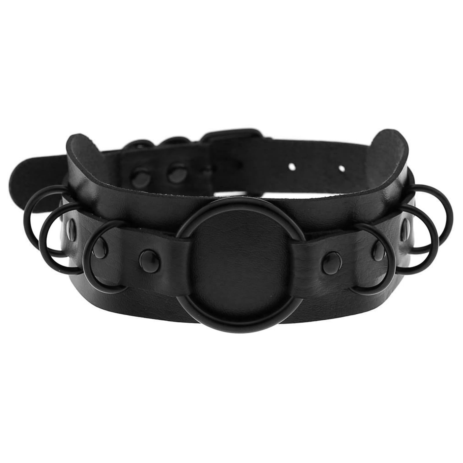 Tosmifairy Black Faux Leather Gothic Choker Collar For Dog Cat With Leash,Cosplay Necklaces And Hauling Chains,Adjustable Pet Ne