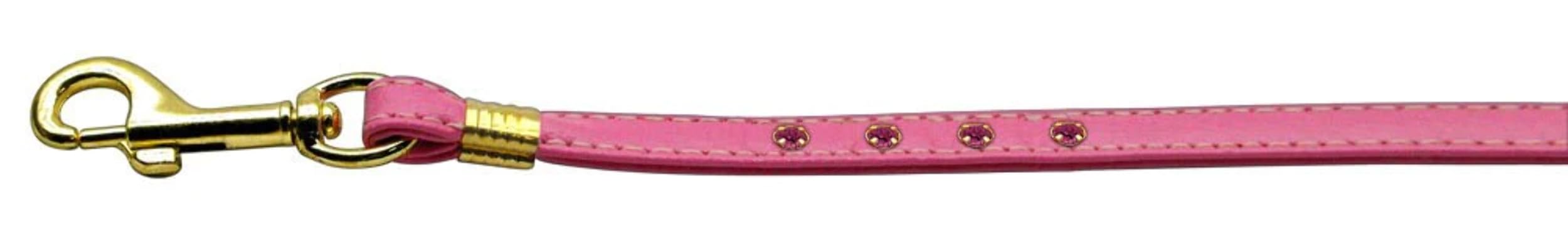 Dog, Puppy & Pet Leash, Colored Crystal Rhinestones Pink W/Pink Stones Silver
