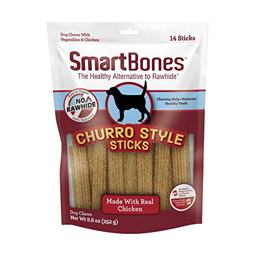 SmartBones Churro-Style Sticks 14 Count, Made with Real Chicken, Rawhide-Free Chews for Dogs