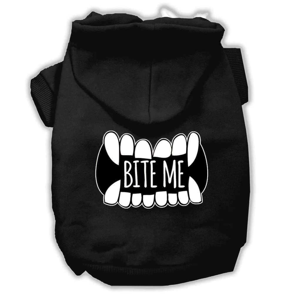 Pet, Dog & Cat Hoodie Screen Printed, 'Bite Me' Black 2Xl (20-25 Lbs.)