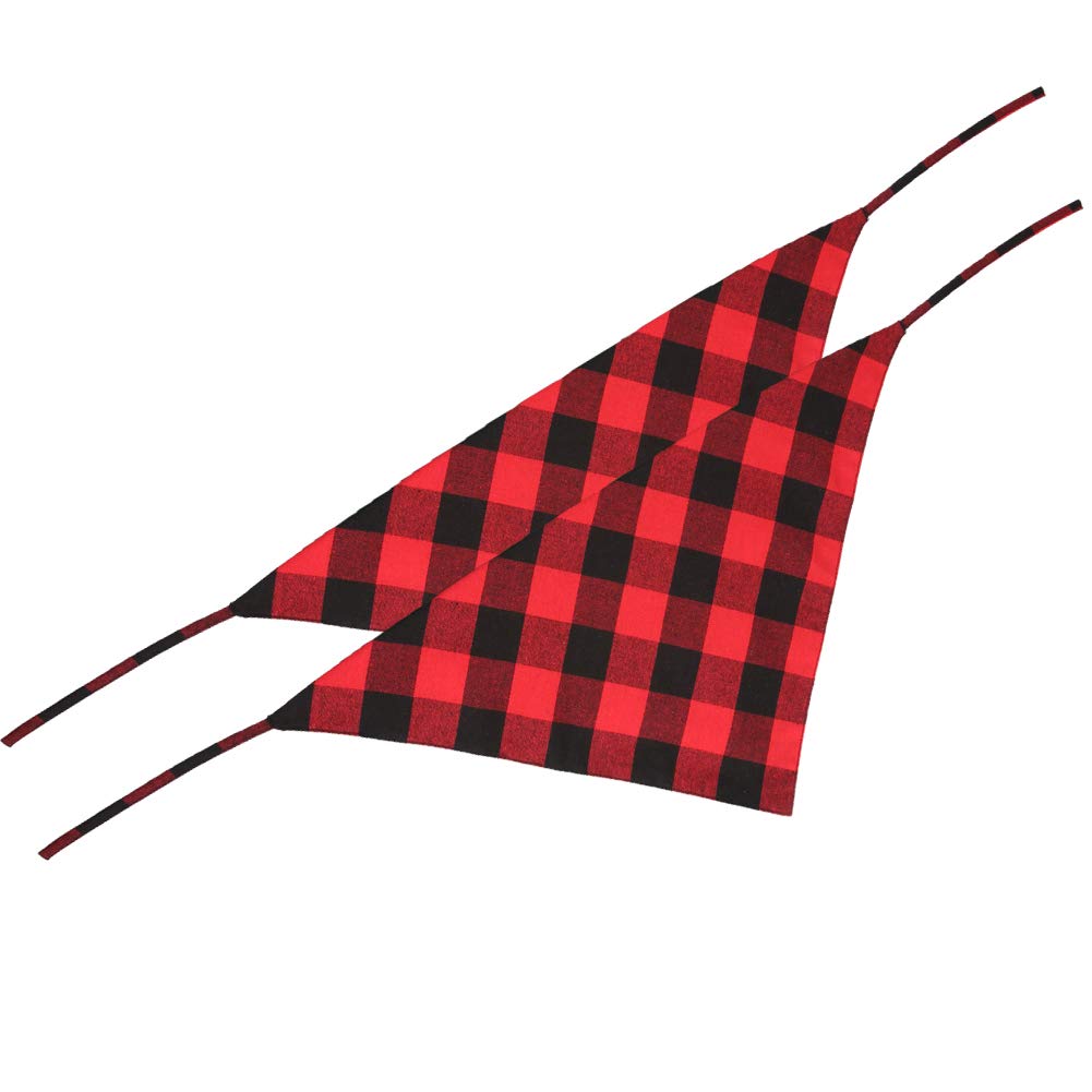 2 Pcs Dog Bandana Christmas Pet Triangle Scarf Accessories Bibs Red Black Plaid