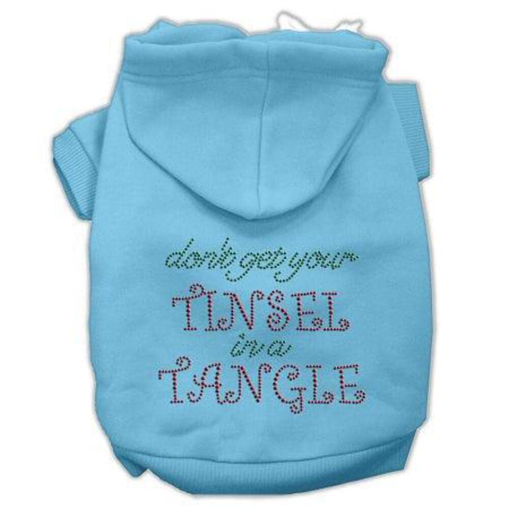 Christmas Pet, Dog & Cat Hoodie Rhinestone, 'Don'T Get Your Tinsel In A Tangle' Baby Blue 3Xl (25-35 Lbs.)