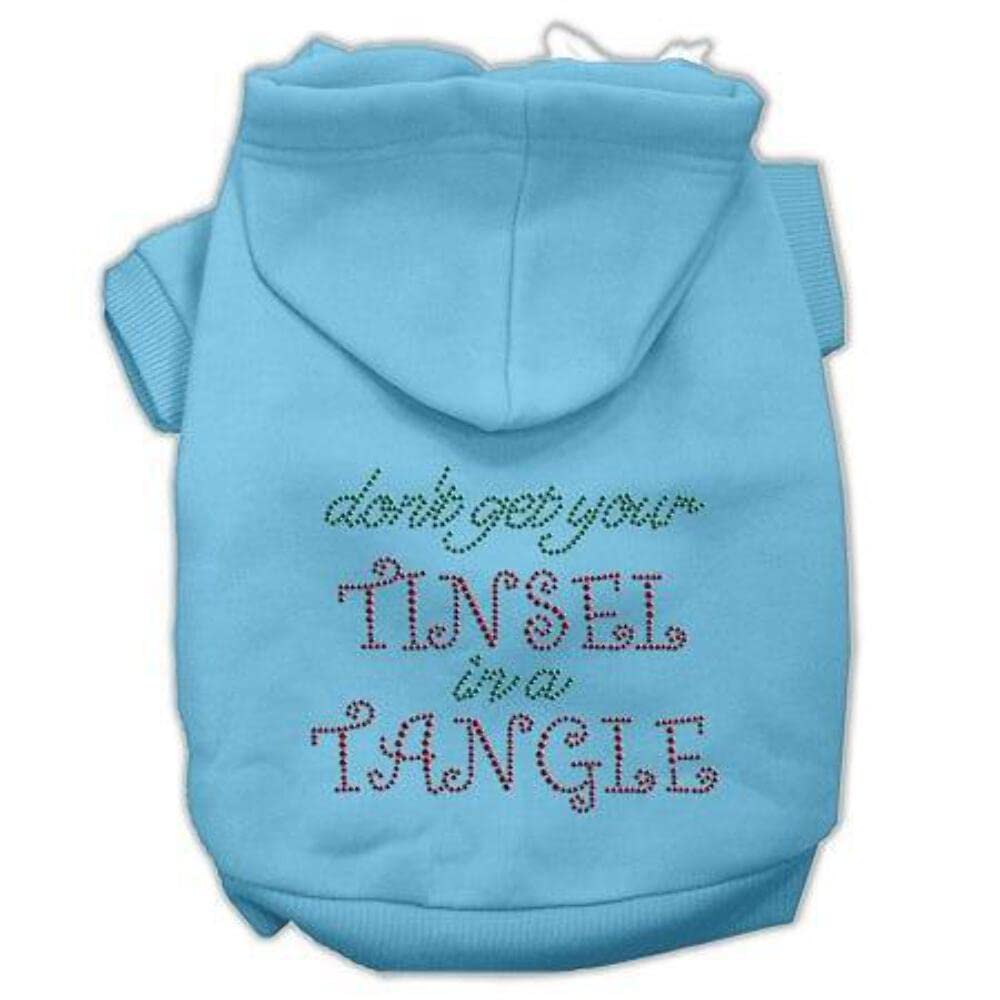 Christmas Pet, Dog & Cat Hoodie Rhinestone, 'Don'T Get Your Tinsel In A Tangle' Baby Blue Lg (10-14 Lbs.)