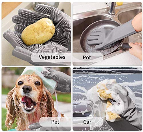 Sene Pet Grooming Gloves, Silicone Gloves Dog Bathing Supplies Hair Removal Gloves, High Density Teeth Bathing Shampoo Shedding Bath Brush Scrubber Washing For Dod And Cat