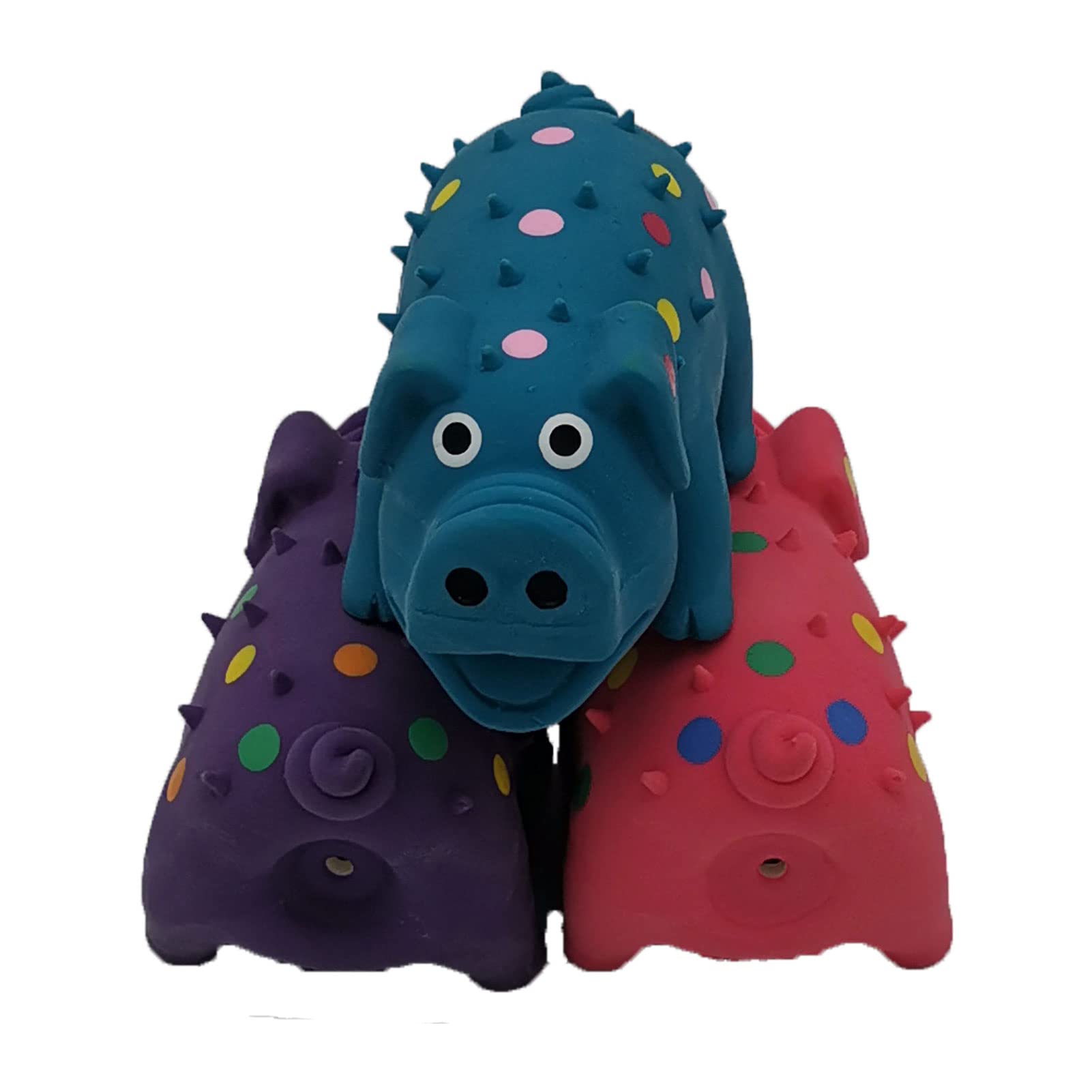 Hoiasem 6 Pack 4 Inch Mini Latex Dog Squeaky Toys Polka Dot Piglet Pig Dog Toy For Mimi Small Dogs