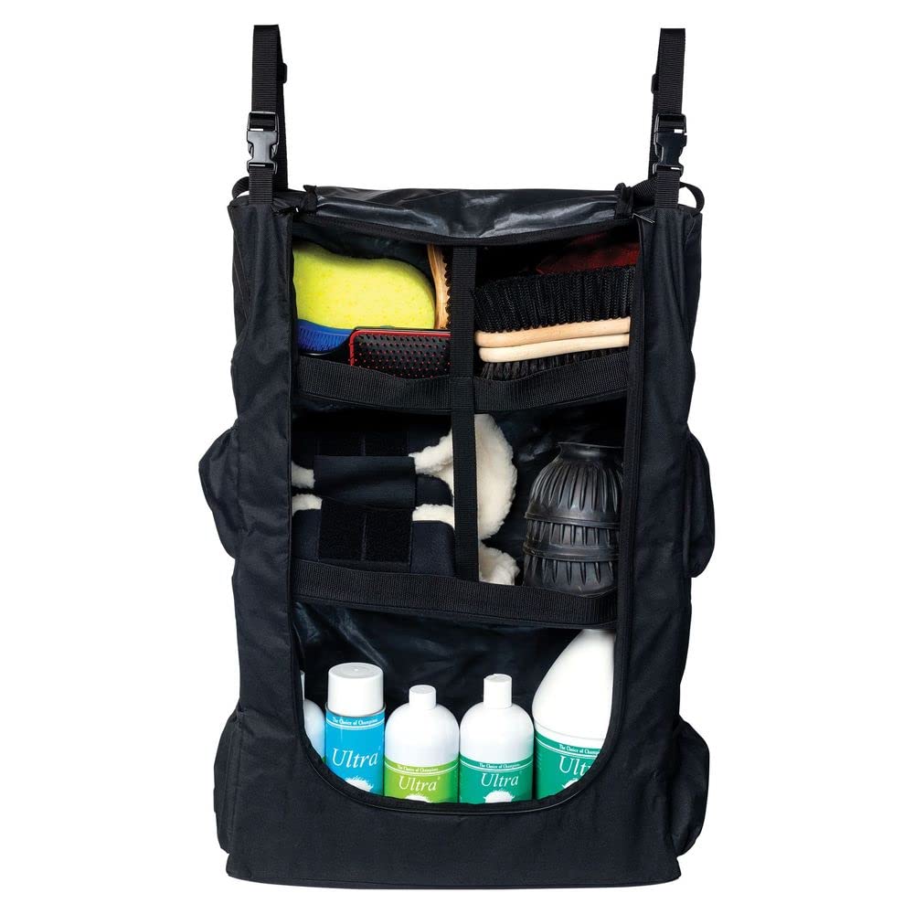 Dura-Tech Stall Front Organizer Bag | Color Black | Great for Shows or at Home | Total of 3 Shelves | Ideal for Horse Boots, Gro