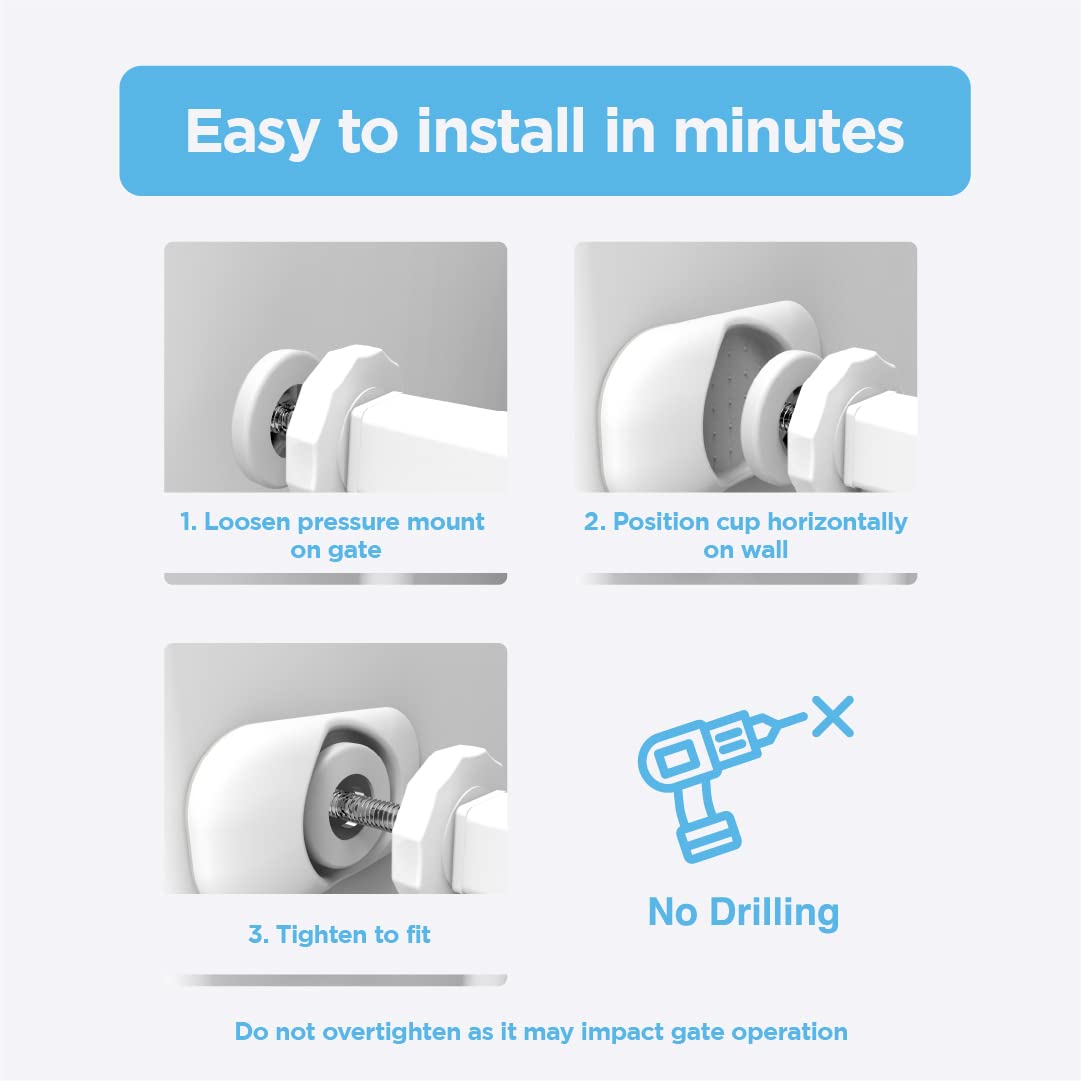 Perma Child Safety Baby Gate Wall Protector, Protect Walls And Doorways, Use With Pressure Mounted Baby And Dog Gates, 4 Pack, White