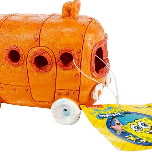 Penn-Plax Nickelodeon Spongebob Squarepants Resin Decoration - Bikini Bottom Bus - for Aquarium and Fish Tanks (SBR60) Orange