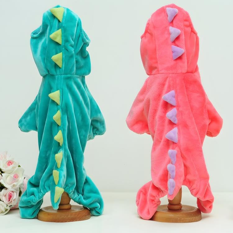 Delifur Dinosaur Dog Halloween Costume Pet Dino Hoodie For Small Dogs Cats (2Xl, Pink)