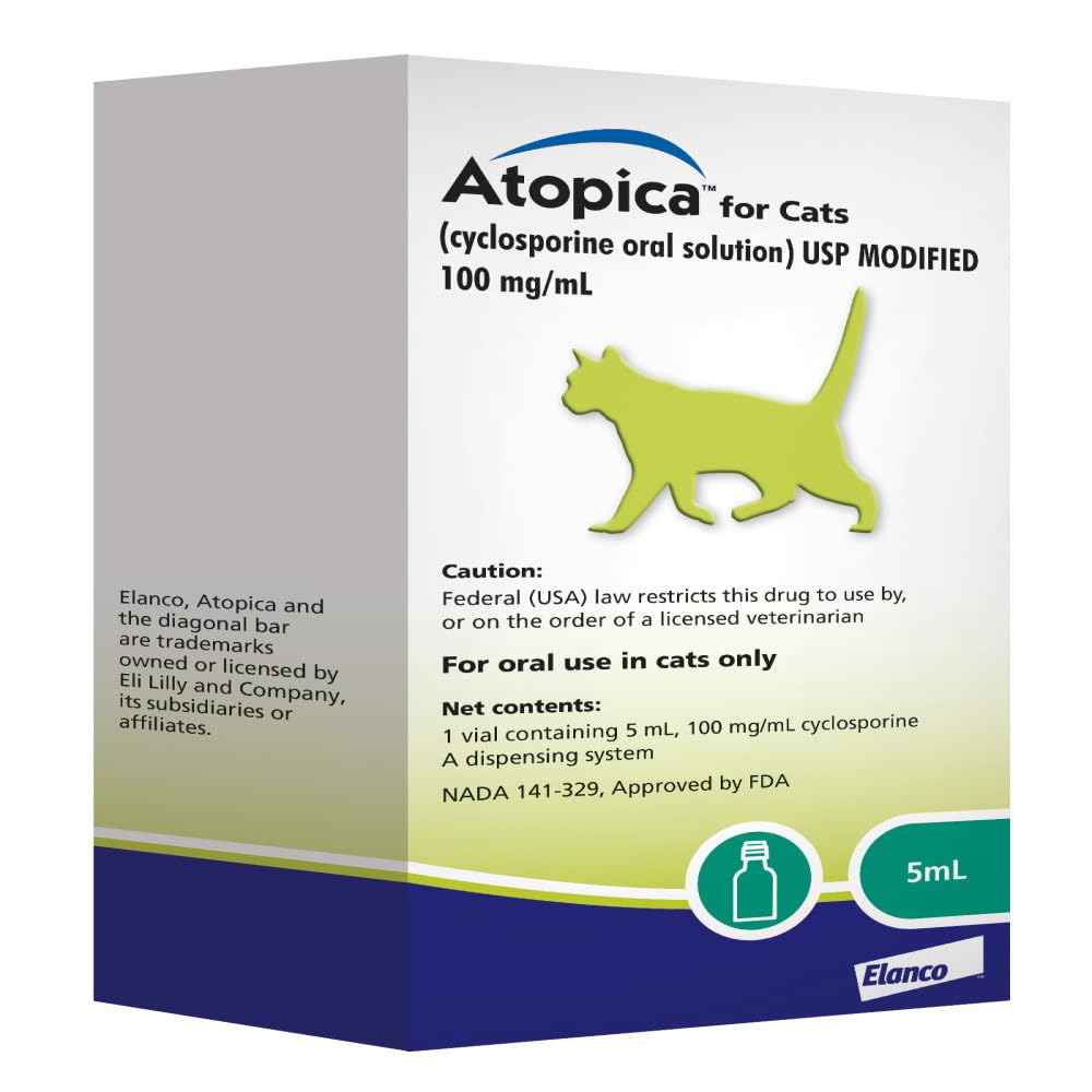 Atopica for Cats | Allergic Dermatitis Treatment | Cat Itch Relief | Oral Solution | 5 ml
