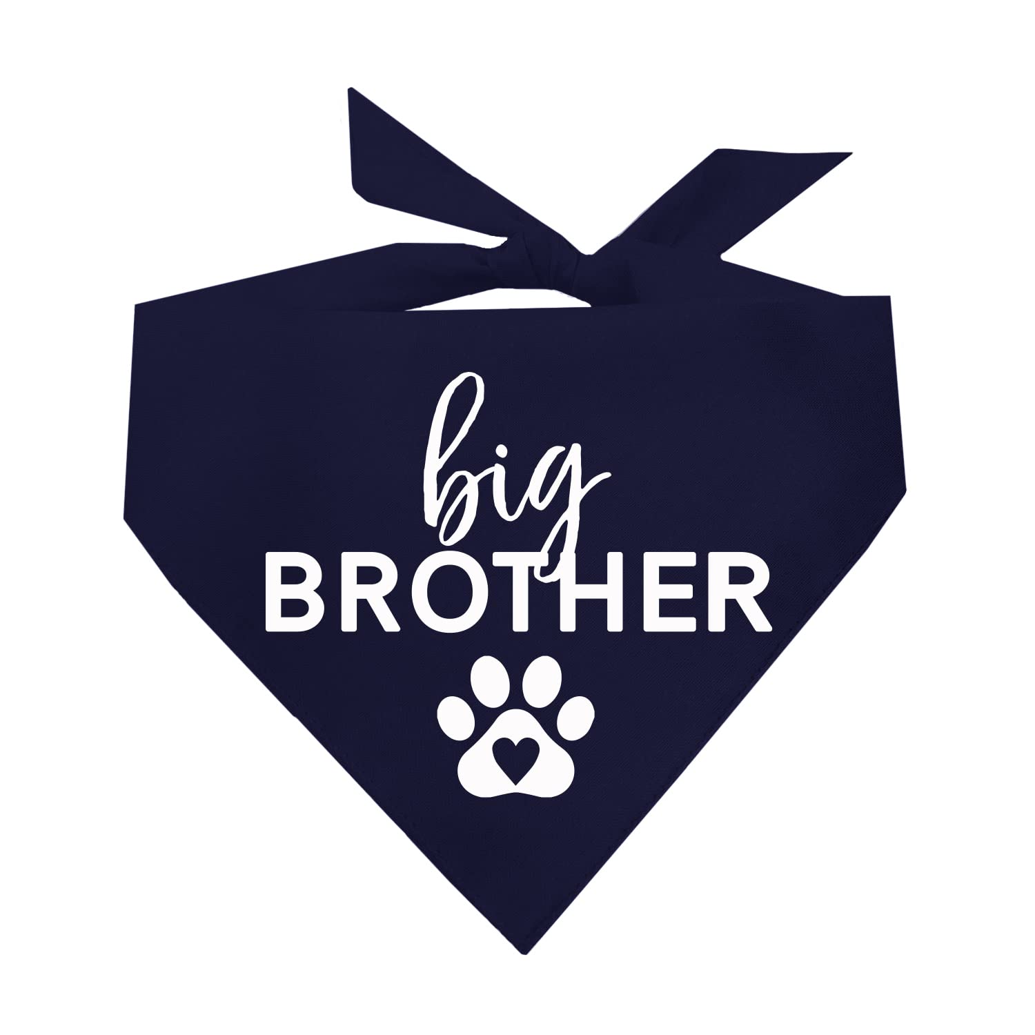 Big Brother With Heart Paw Baby Announcement Dog Bandana (Navy, Os 87) Gb
