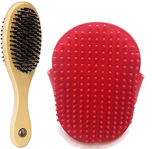 Pet Guard Puppies Combo Set Professional Double Sided Soft Pet Brush for Dogs & Cats, Grooming Comb and Hand Shaped Rubber Massa