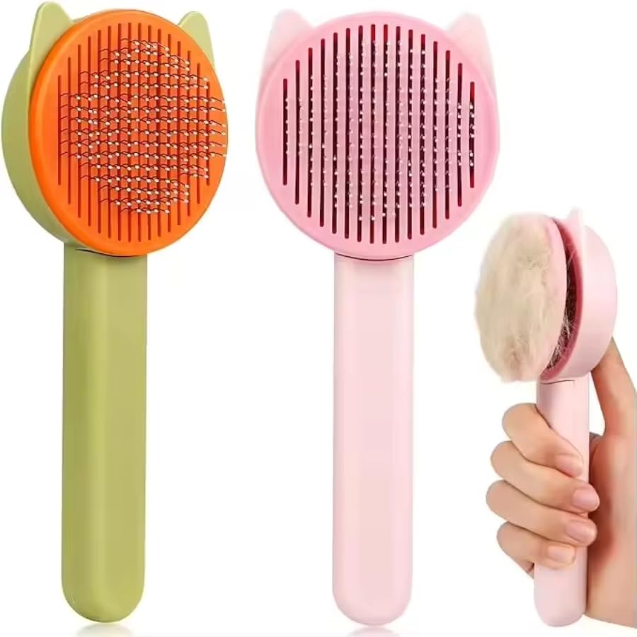 Psk Pet Mart 1Pcs Random Color Pet Grooming Hard Bristle Massage Shedding Brush Short Or Long Haired SelfCleaning Sliker Comb I