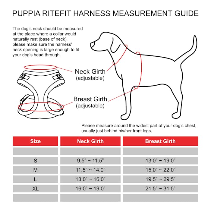 Puppia Authentic RiteFit Harness with Adjustable Neck, Large, Royal Blue