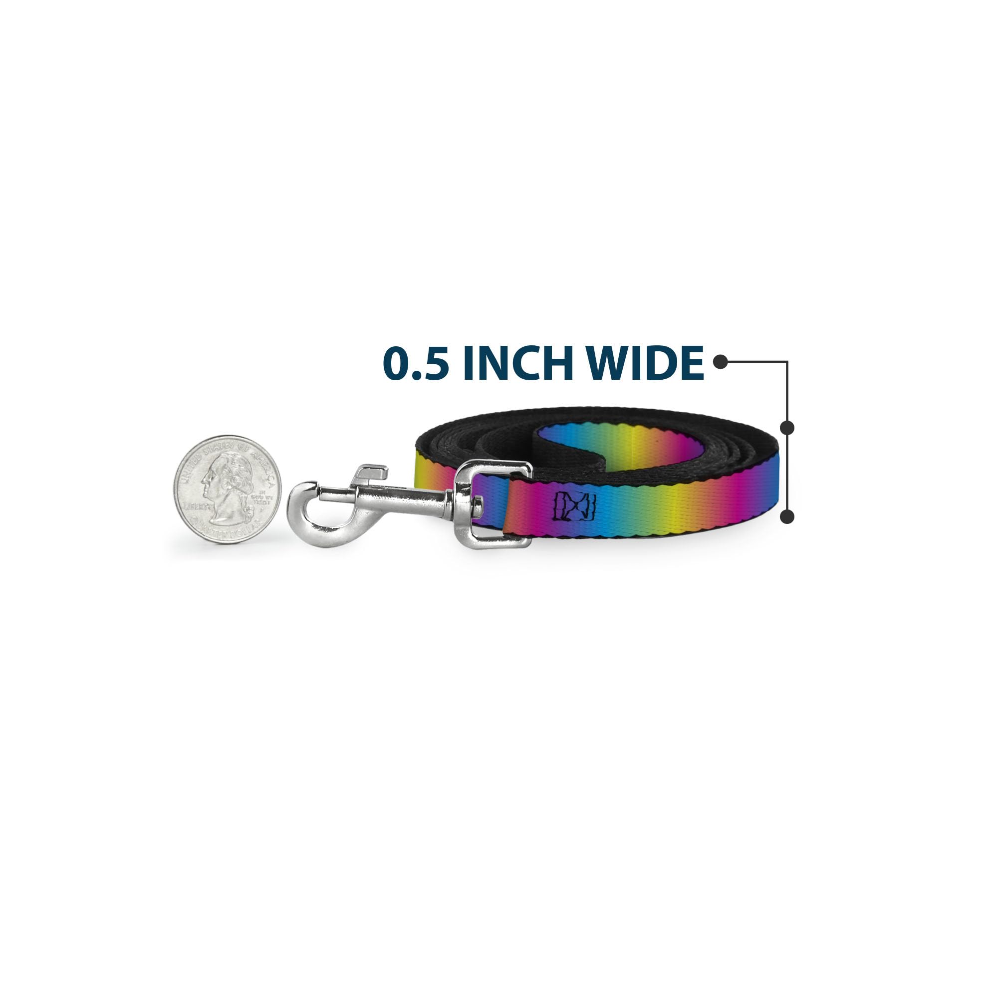 Buckle-Down Pet Leash - Rainbow Ombre - 4 Feet Long - 1.5 Wide