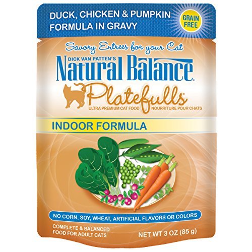 Natural Balance Original Ultra Platefulls Indoor Adult Grain Free Wet Cat Food, Duck, Chicken & Pumpkin Recipe, 3 Ounce Pouch (P
