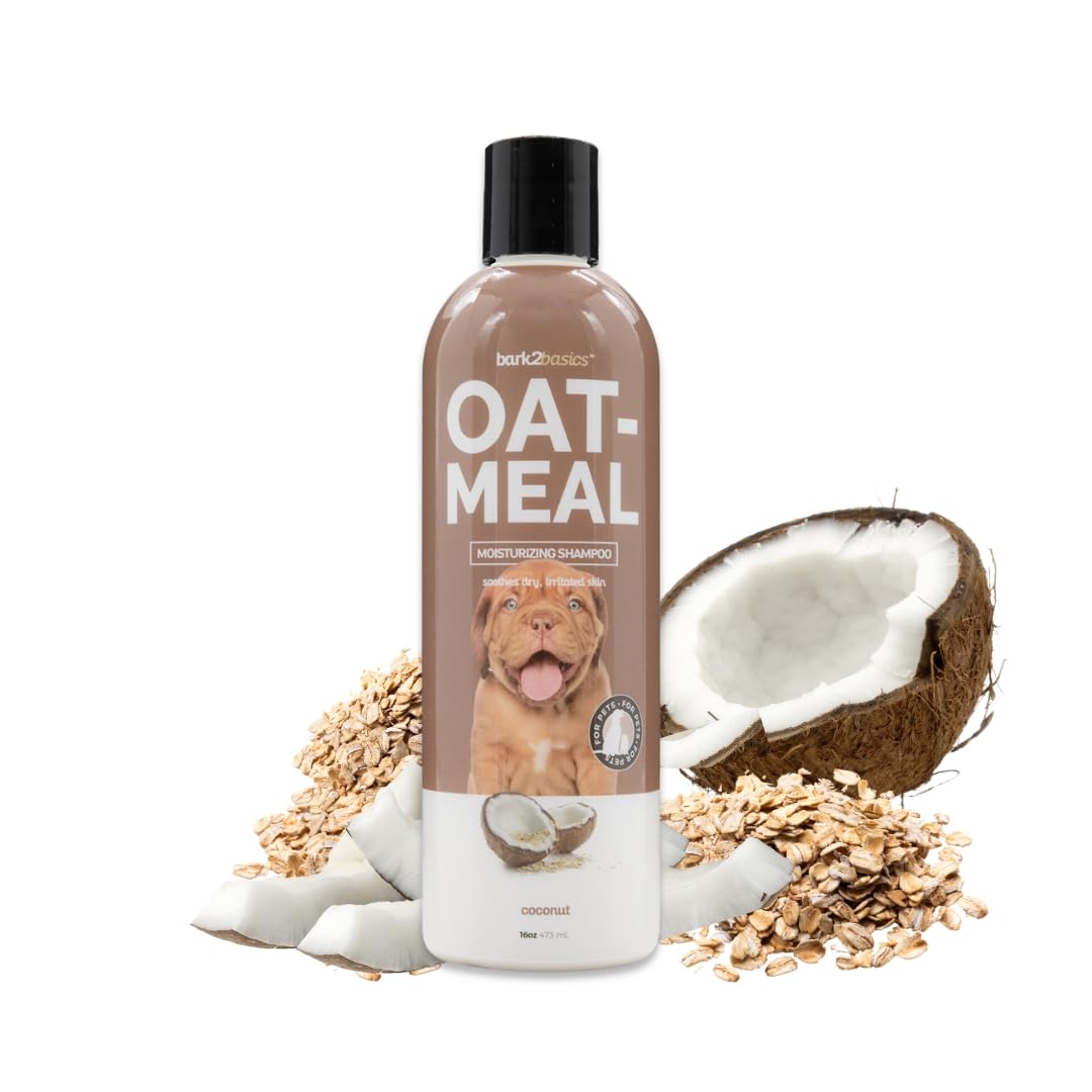 Bark2Basics Oatmeal Dog Shampoo, 16 Oz - Natural Colloidal Oatmeal, Natural Ingredients, Calms Dry Itchy Irritated Skin, Moistur
