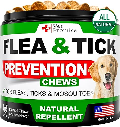 Flea and Tick Prevention for Dogs Chewables - All Natural Dog Flea & Tick Control - Flea and Tick Chews for Dogs - Oral Flea Pil