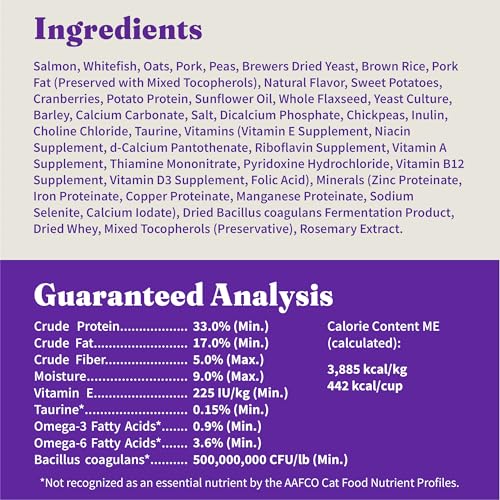Halo Holistic Cat Food Wild Caught Salmon & Whitefish Formula, Healthy Grains Dry Cat Food, Complete Digestive Health, Kibble fo