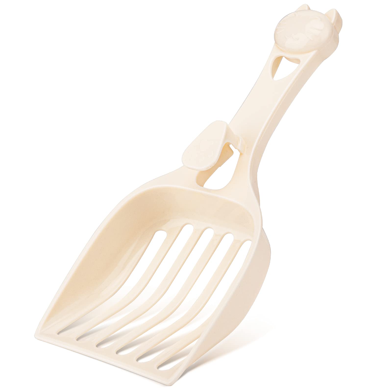 Depets Cat Litter Scoop, Litter Scoop With Wide Slats, Kitty Litter Scooper For Pine Pellets, Durable Plastic Litter Sifter Scoop - Designed For Easy Sifting, Milky White