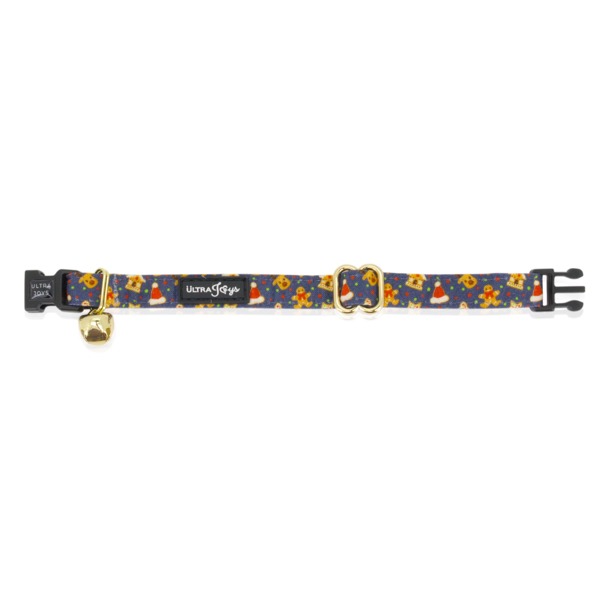 Ultra Joys Cat Collar - Breakaway With Bells & Bandana - Gingerbread Man Size