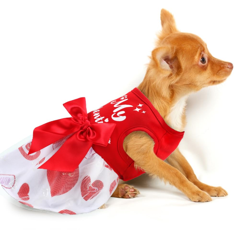 Dog Valentines Day Clothes Be My Pawlentine Dog Valentines Outfit Red Tulle Dog Dress With Bowknot For Small Medium Large Dogs C