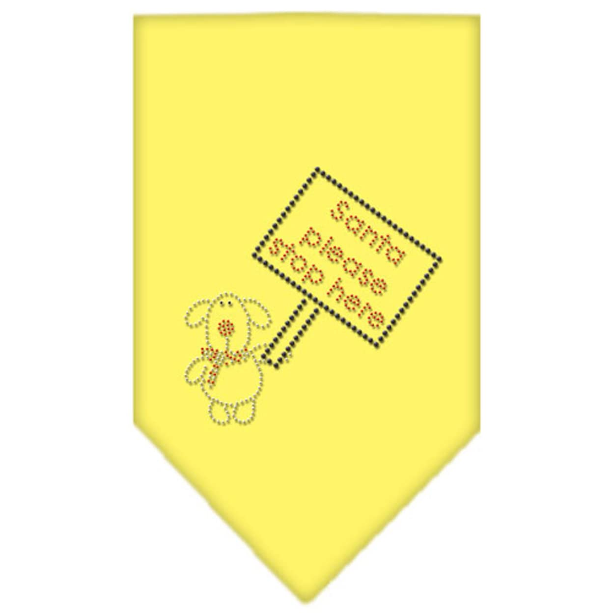 Mirage Pet Products Santa Please Stop Here Rhinestone Bandana, Large, Yellow