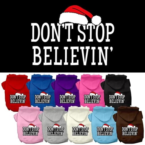Christmas Pet Dog & Cat Hoodie Screen Printed, Don't Stop Believin Purple XS (0-3 lbs.)