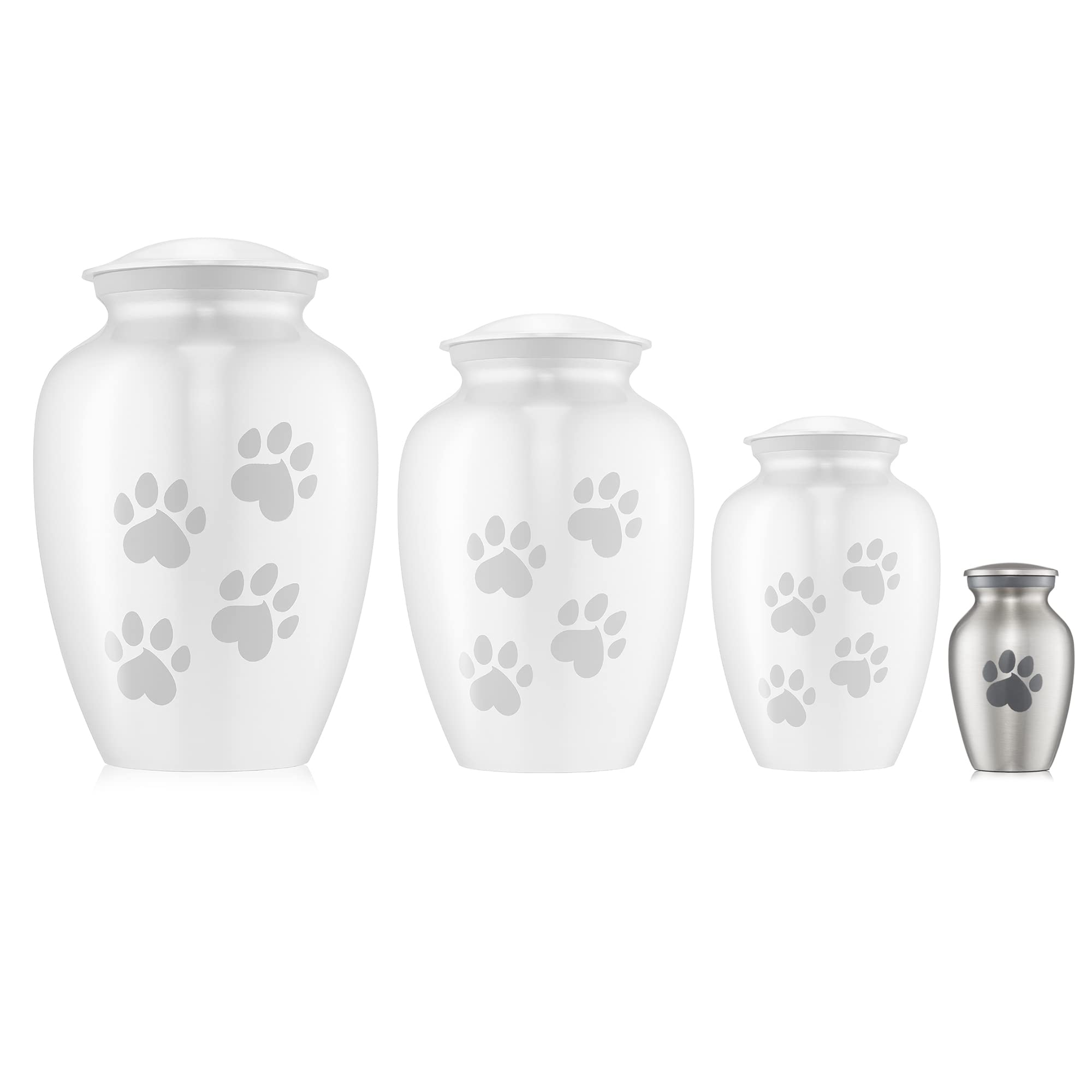 Reminded Pet Cremation Urns for Dog and Cat Ashes, Memorial Paw Print Urn - Extra Small Keepsake Silver