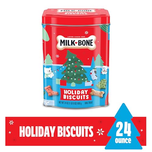 Milk-Bone Limited Edition Holiday Dog Treats, Small Biscuits, 24 Ounce Reusable Tin